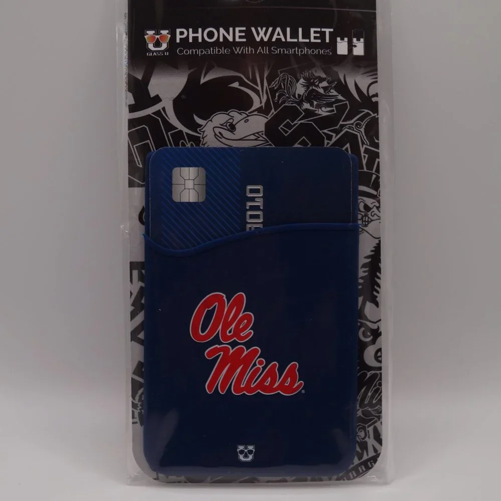 Ole Miss Rebels Silicone Stick On Phone Wallet Card Holder